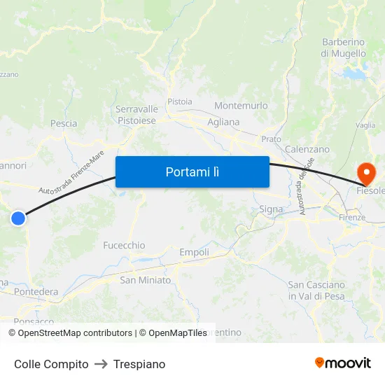 Colle Compito to Trespiano map