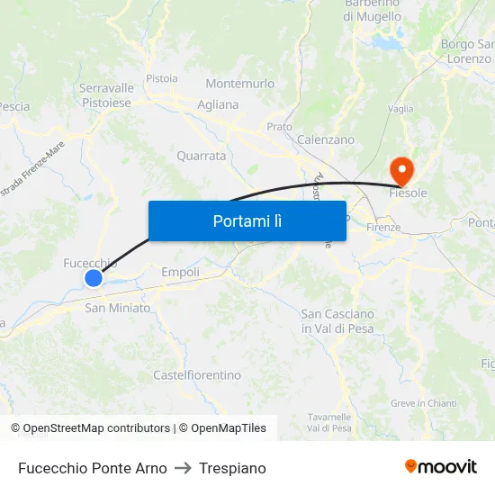 Fucecchio Ponte Arno to Trespiano map