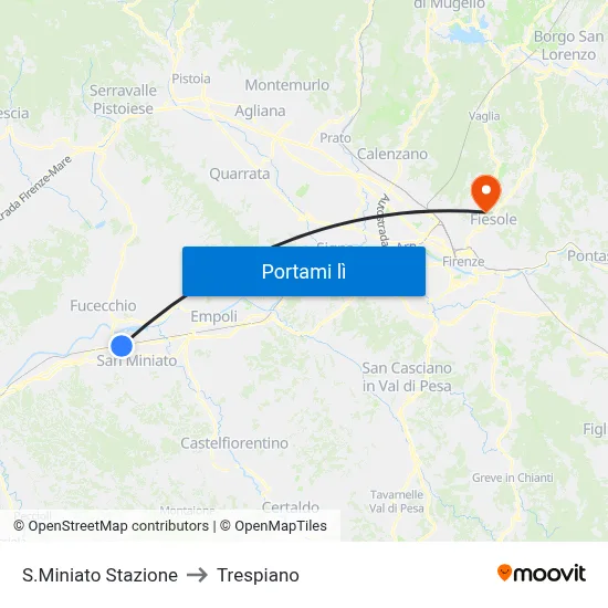 S.Miniato Stazione to Trespiano map
