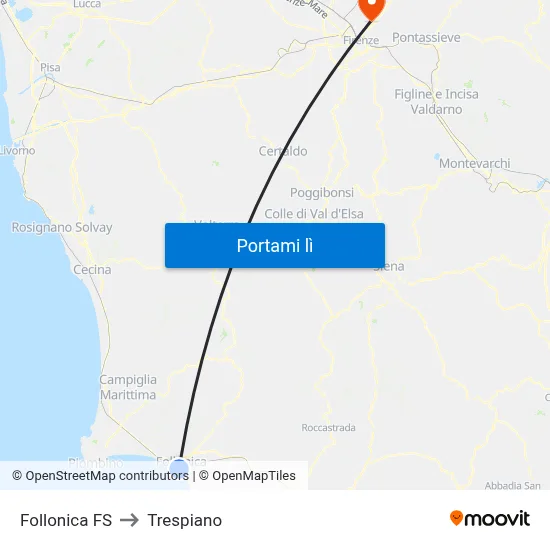 Follonica FS to Trespiano map