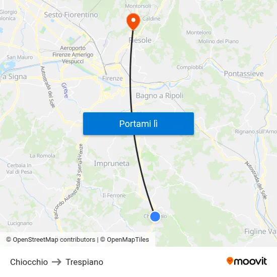 Chiocchio to Trespiano map
