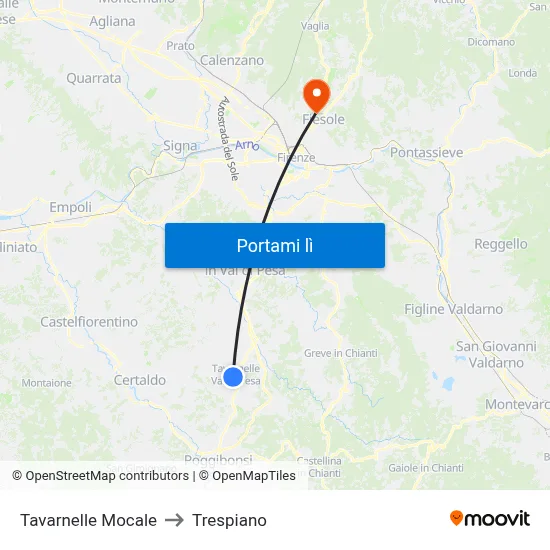 Tavarnelle Mocale to Trespiano map