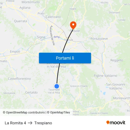 La Romita 4 to Trespiano map