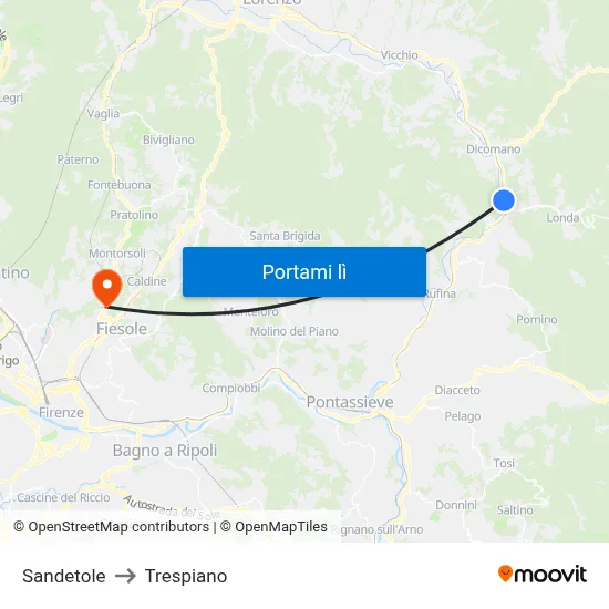 Sandetole to Trespiano map