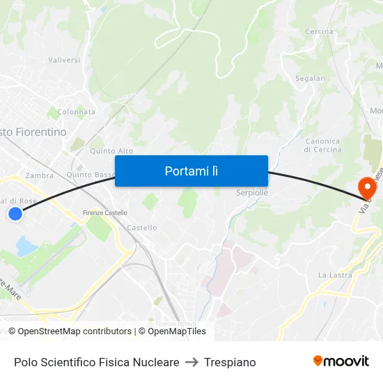 Polo Scientifico Fisica Nucleare to Trespiano map