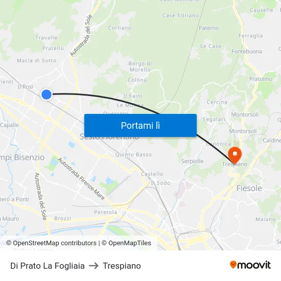 Di Prato La Fogliaia to Trespiano map