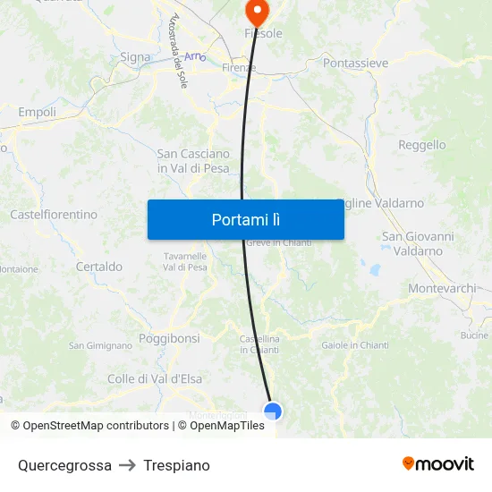 Quercegrossa to Trespiano map