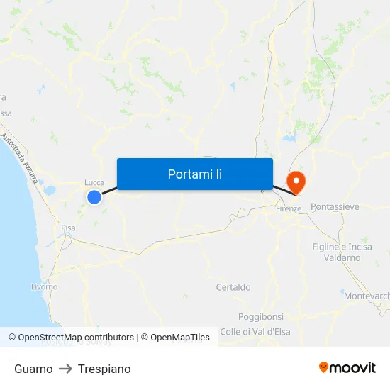 Guamo to Trespiano map
