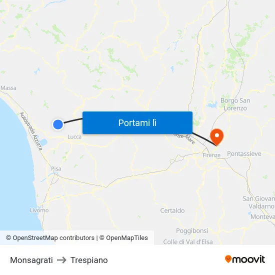 Monsagrati to Trespiano map