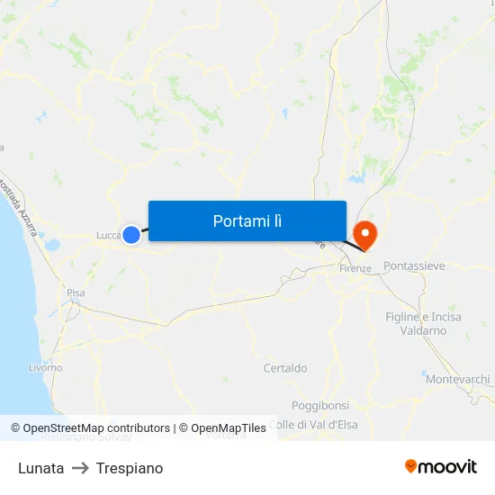Lunata to Trespiano map