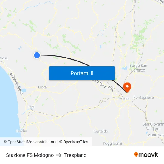 Stazione FS Mologno to Trespiano map