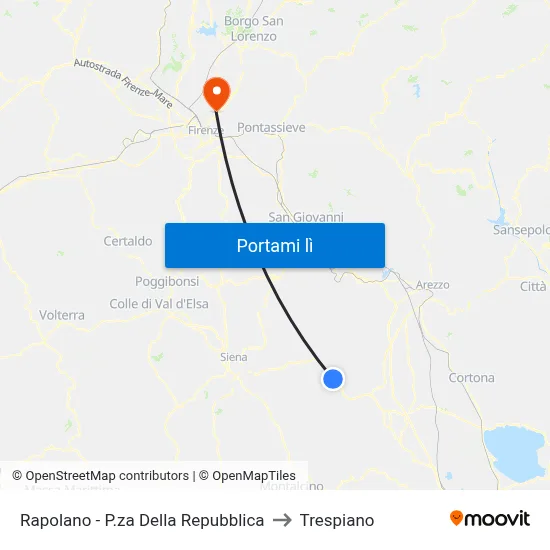 Rapolano - P.za Della Repubblica to Trespiano map
