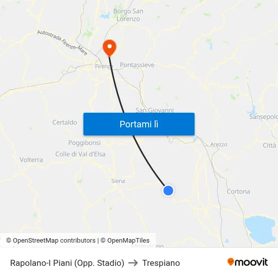 Rapolano-I Piani (Opp. Stadio) to Trespiano map