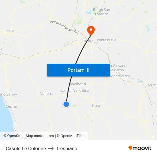 Casole Le Colonne to Trespiano map