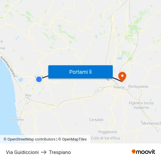 Via Guidiccioni to Trespiano map