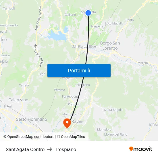 Sant'Agata Centro to Trespiano map