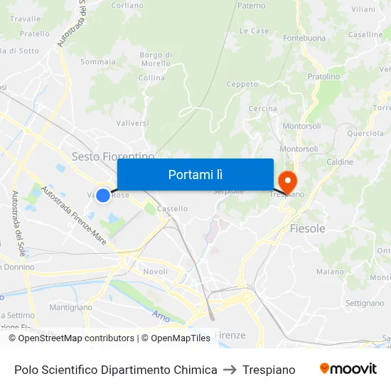 Polo Scientifico Dipartimento Chimica to Trespiano map