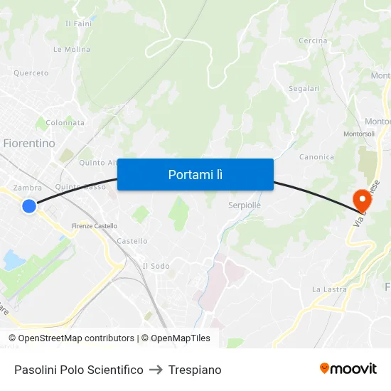 Pasolini Polo Scientifico to Trespiano map