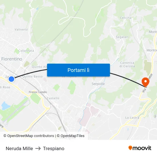 Neruda Mille to Trespiano map