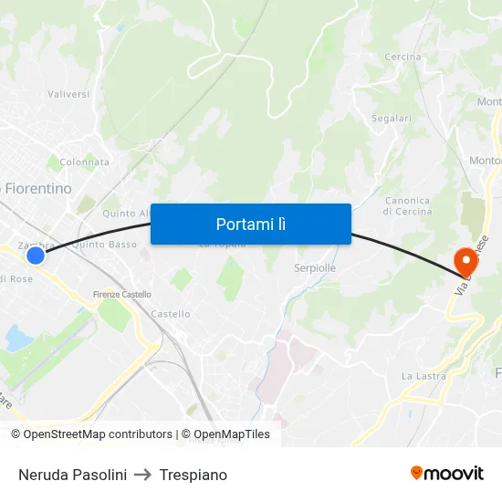 Neruda Pasolini to Trespiano map