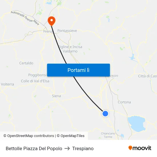Bettolle Piazza Del Popolo to Trespiano map