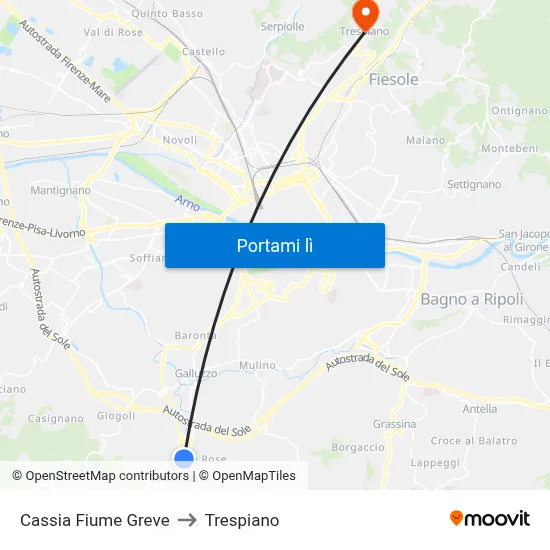 Cassia Fiume Greve to Trespiano map
