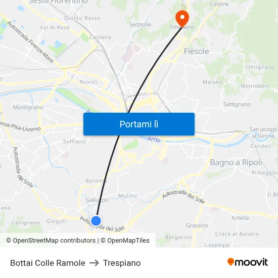 Bottai Colle Ramole to Trespiano map