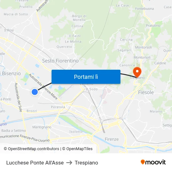 Lucchese Ponte All'Asse to Trespiano map