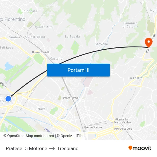 Pratese Di Motrone to Trespiano map