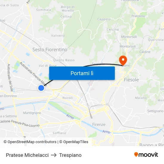 Pratese Michelacci to Trespiano map