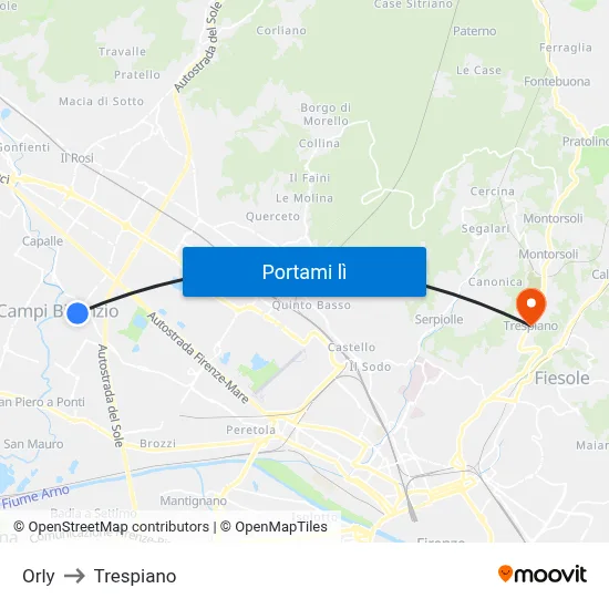Orly to Trespiano map