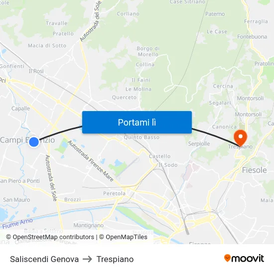 Saliscendi Genova to Trespiano map