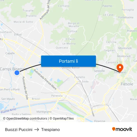Buozzi Puccini to Trespiano map