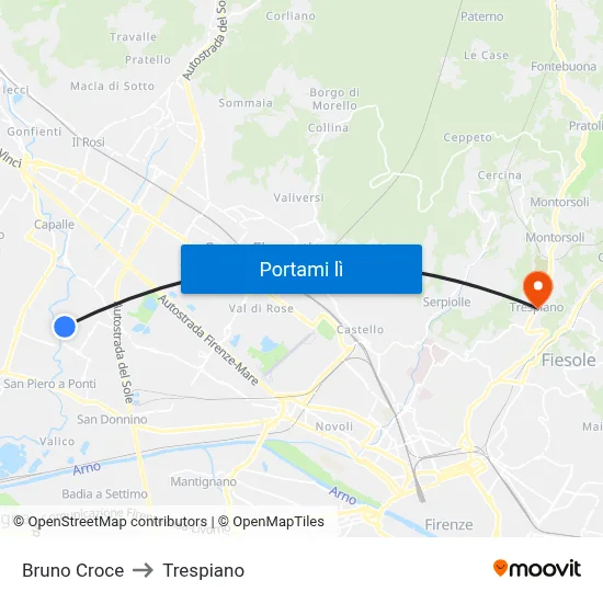Bruno Croce to Trespiano map