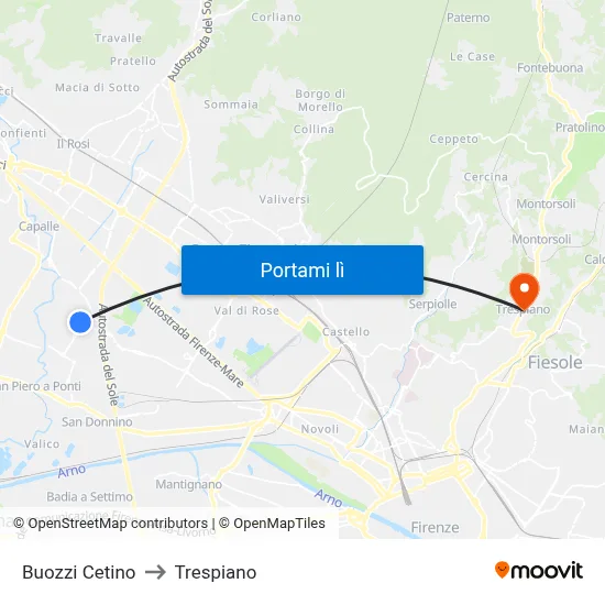 Buozzi Cetino to Trespiano map