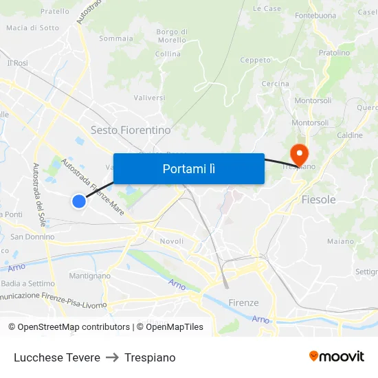 Lucchese Tevere to Trespiano map