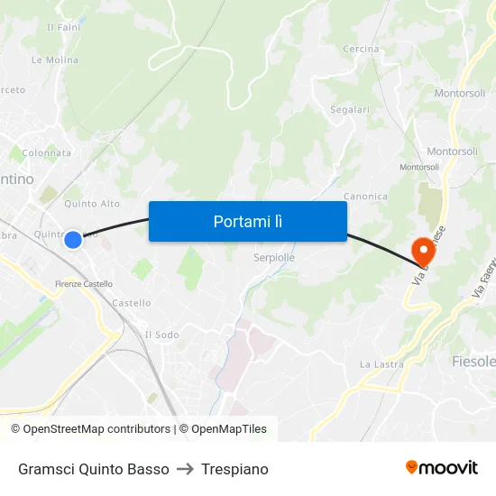 Gramsci Quinto Basso to Trespiano map