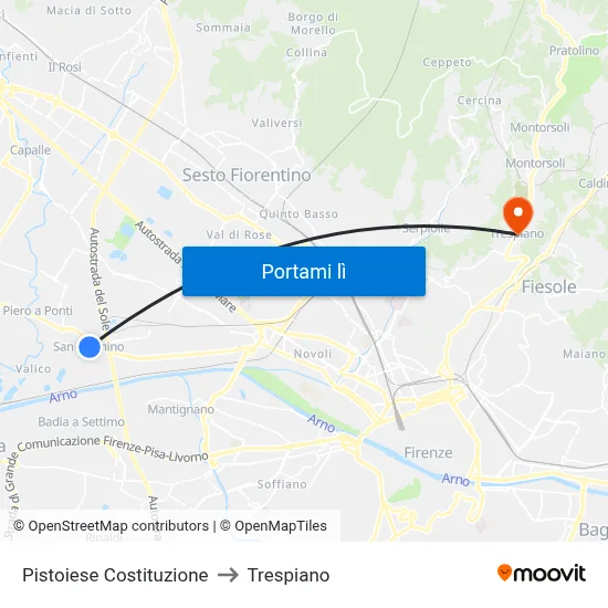 Pistoiese Costituzione to Trespiano map