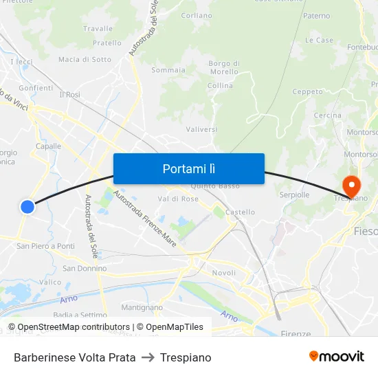 Barberinese Volta Prata to Trespiano map