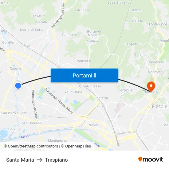 Santa Maria to Trespiano map