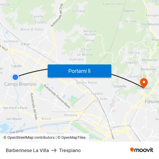Barberinese La Villa to Trespiano map
