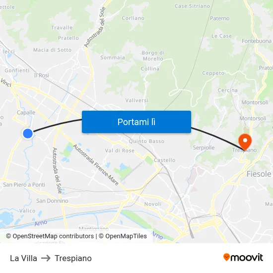 La Villa to Trespiano map