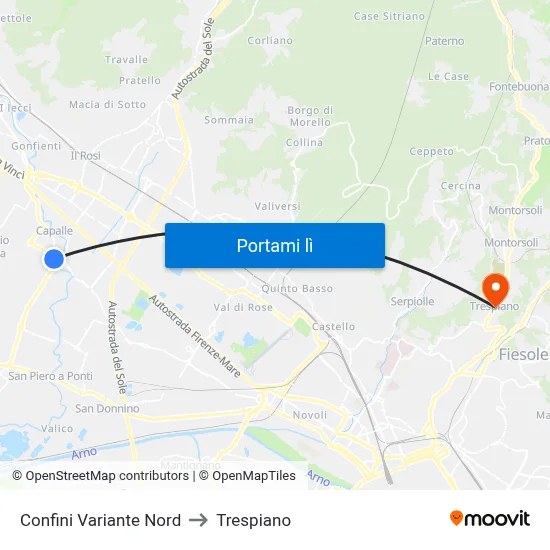 Confini Variante Nord to Trespiano map