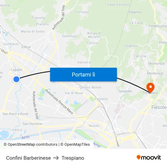 Confini Barberinese to Trespiano map