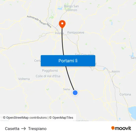 Casetta to Trespiano map