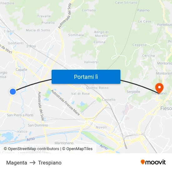 Magenta to Trespiano map