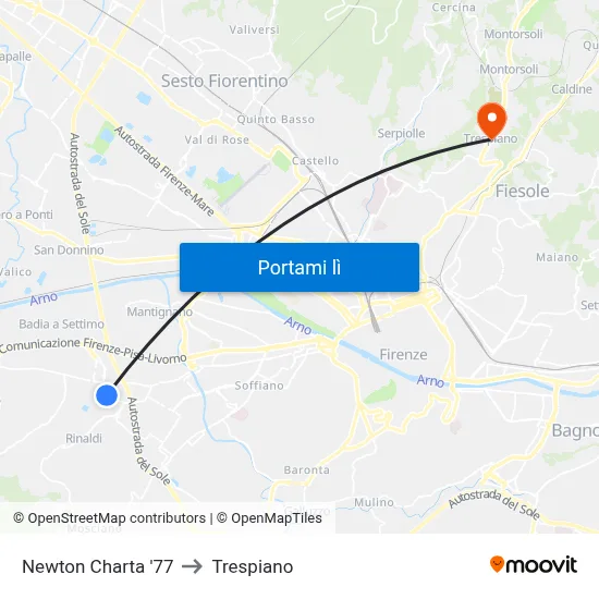 Newton Charta '77 to Trespiano map