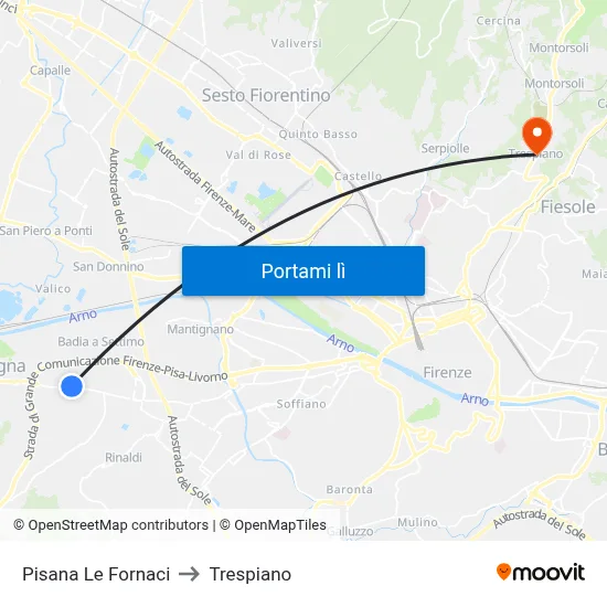 Pisana Le Fornaci to Trespiano map