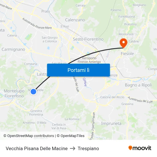 Vecchia Pisana Lippi to Trespiano map