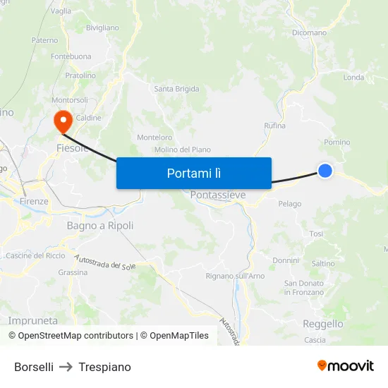 Borselli to Trespiano map